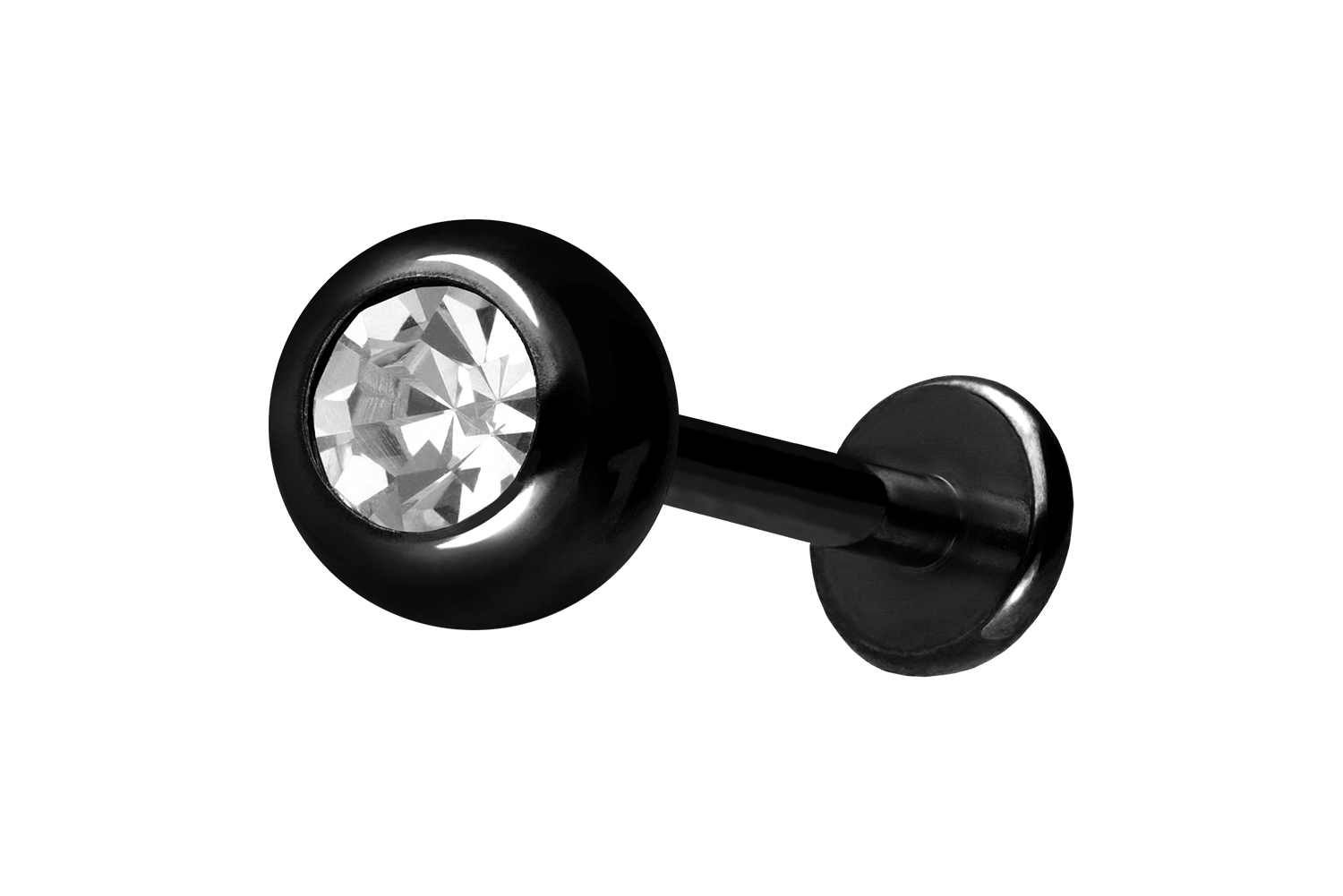 Titan Labret Piercing mit Innengewinde KRISTALL